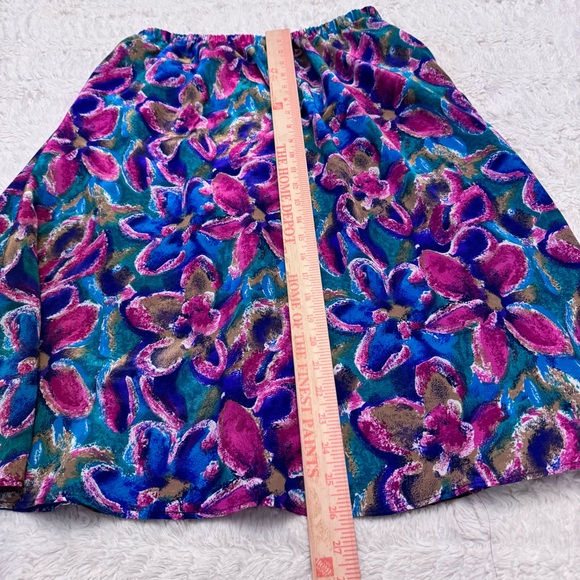 Vintage 80s–90s Abstract Floral Midi Skirt – Fits Size 4/6 tagged a 14 - Picture 3 of 5